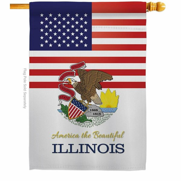 Guarderia 28 x 40 in. USA Illinois American State Vertical House Flag with Double-Sided Banner Garden GU3904667